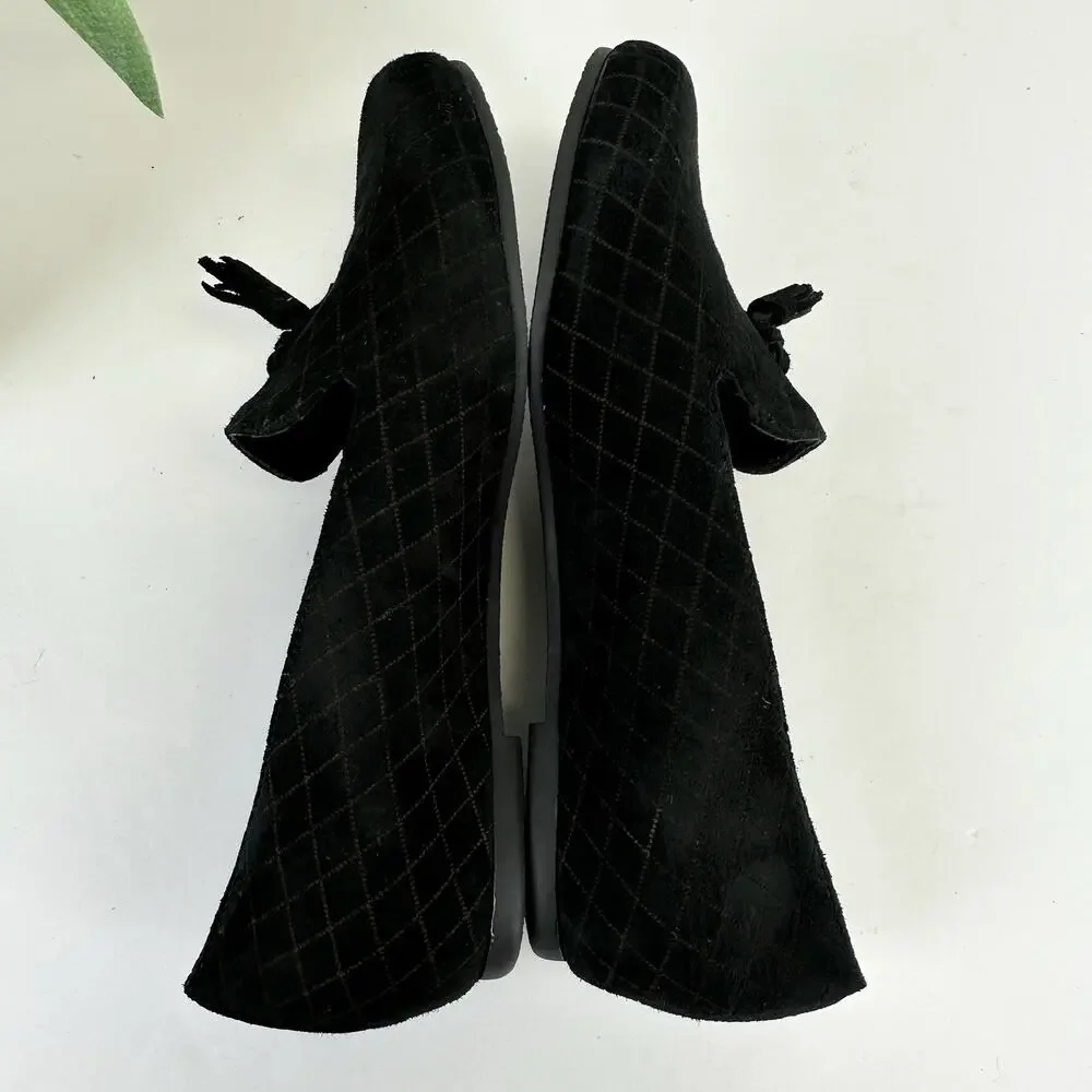 Munro 8.5 M Tallie Tassel Loafers Quilted Slip On Flats Black Brown Comfort Shoe